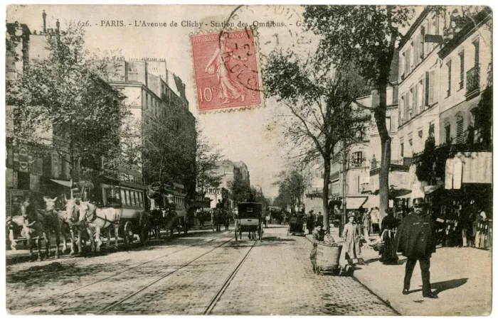 Framed Print : Bus stop in the Avenue de Clichy, Paris, France Framed Print : Bus stop in the Avenue de Clichy, Paris, France