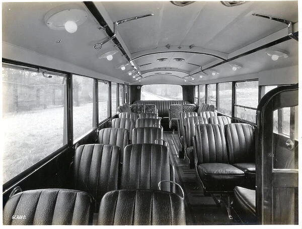 Bus with sunroof closed, interior