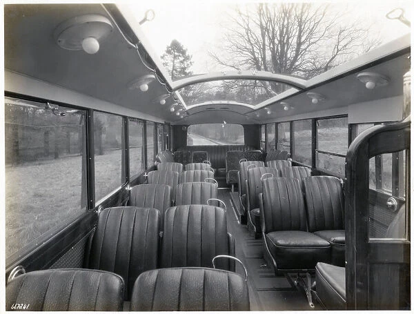 Bus with sunroof open, interior