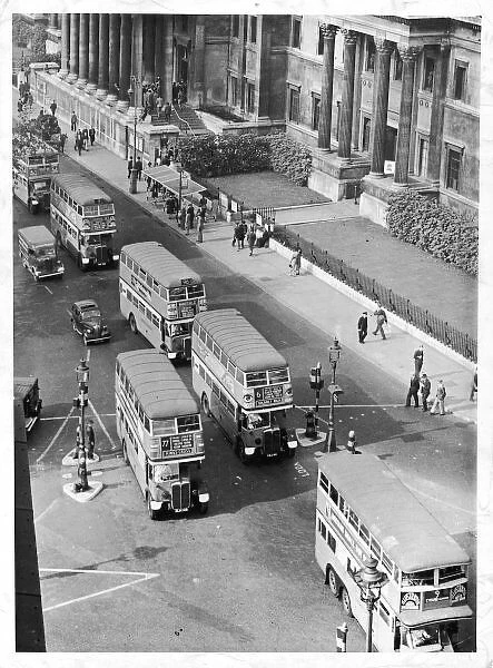 Buses in Trafalgar Square, London