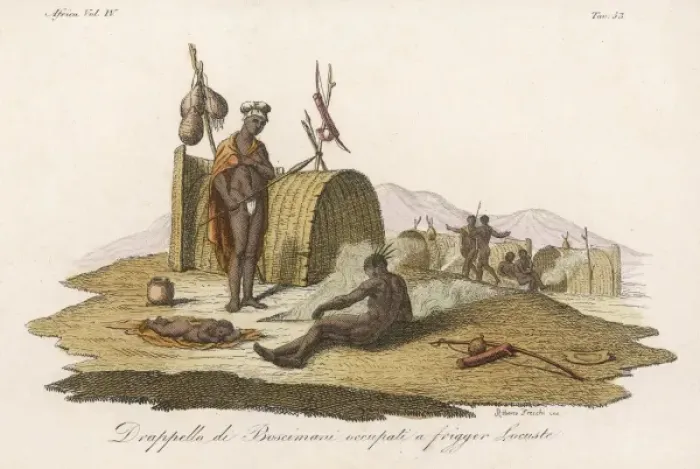 Framed Print : Bushmen in Village Framed Print : Bushmen in Village
