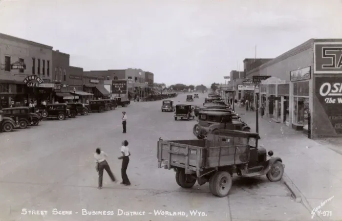 Framed Print : Business district, Worland, Wyoming, USA Framed Print : Business district, Worland, Wyoming, USA