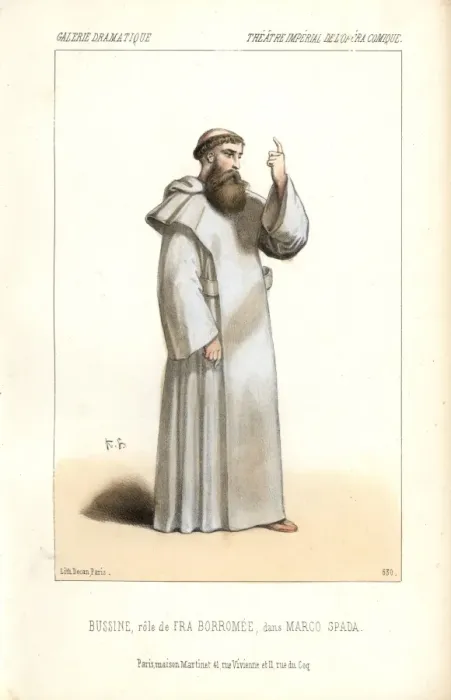 Framed Print : Bussine in monks robes as Fra Borromee in Framed Print : Bussine in monks robes as Fra Borromee in