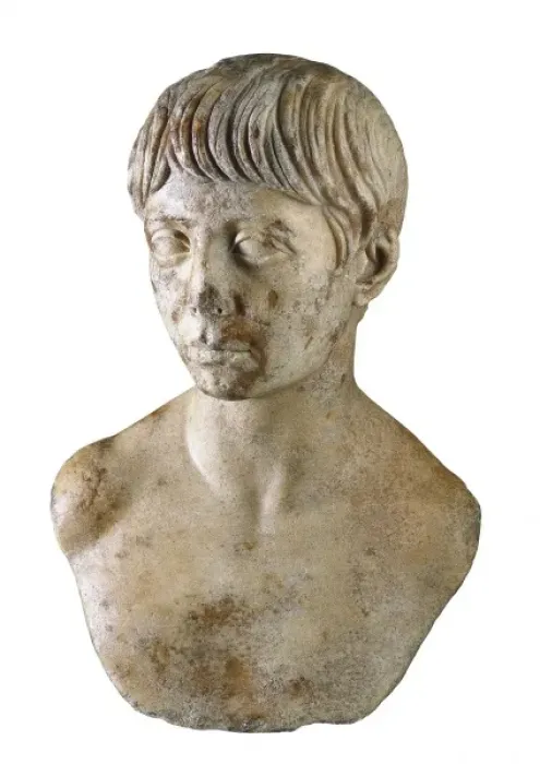 Framed Print : Bust of adolescent. 98-117. Roman art. Early Framed Print : Bust of adolescent. 98-117. Roman art. Early
