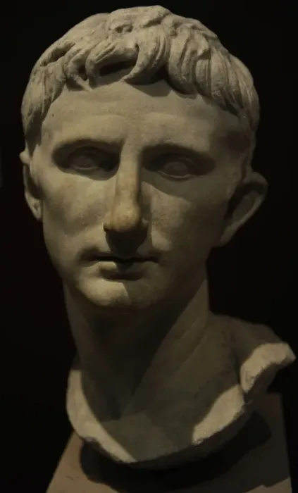 Framed Print : Bust of Emperor Augustus (63 BC-14 AD). Marble Framed Print : Bust of Emperor Augustus (63 BC-14 AD). Marble