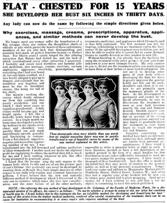 Framed Print : Bust Enhancement Advertisement, 1916 Framed Print : Bust Enhancement Advertisement, 1916