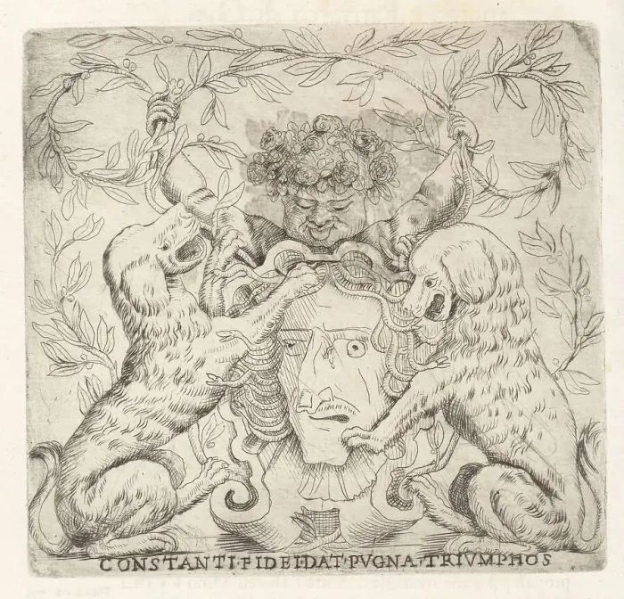 Framed Print : Bust of a man with rose-crowned putto holding crowns of laurel Framed Print : Bust of a man with rose-crowned putto holding crowns of laurel