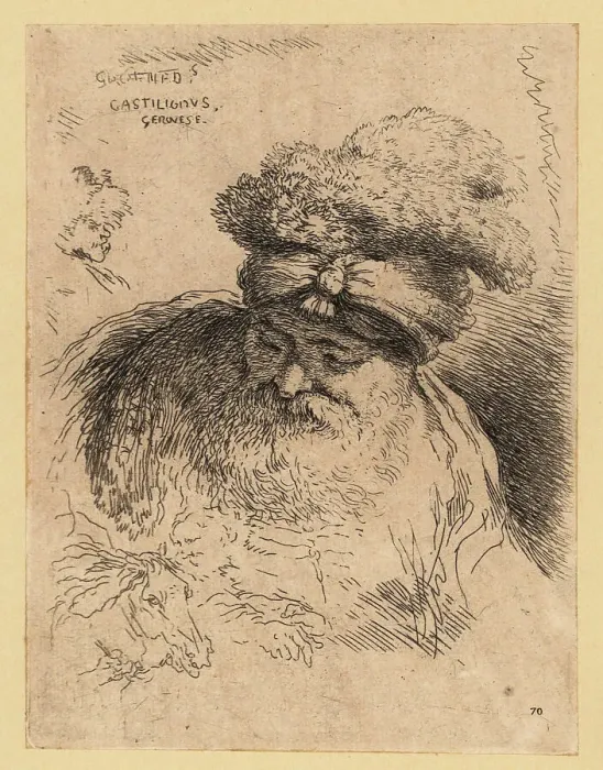 Framed Print : Bust of an old man with beard wearing a turban, 17th century Framed Print : Bust of an old man with beard wearing a turban, 17th century