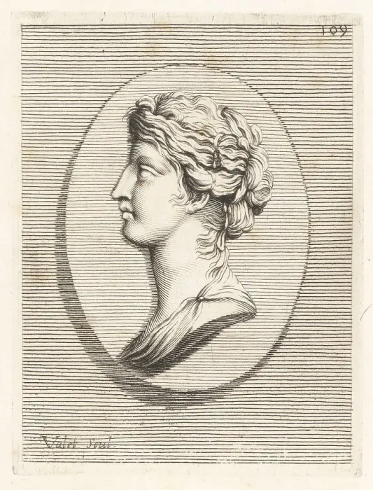 Framed Print : Bust of a young noble woman with pearls in her hair Framed Print : Bust of a young noble woman with pearls in her hair