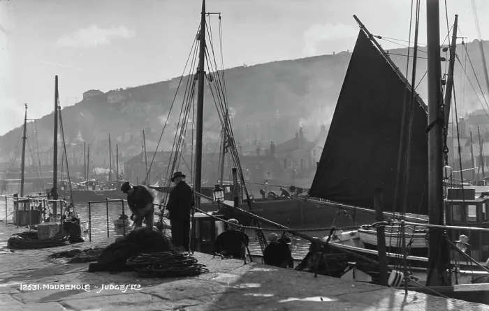 Framed Print : Busy Harbor Scene in Mousehole Framed Print : Busy Harbor Scene in Mousehole