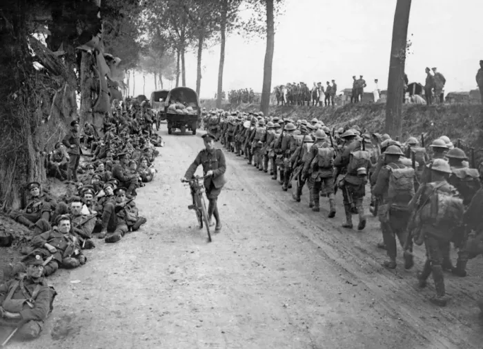 Framed Print : Busy road during British advance, Western Front, WW1 Framed Print : Busy road during British advance, Western Front, WW1