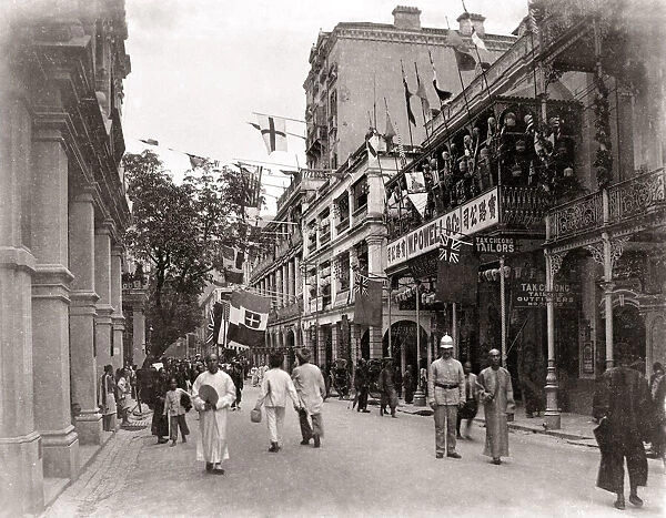 Busy street in Hong kong, c. 1890