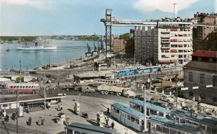 Framed Print : Busy waterfront scene, Stockholm, Sweden