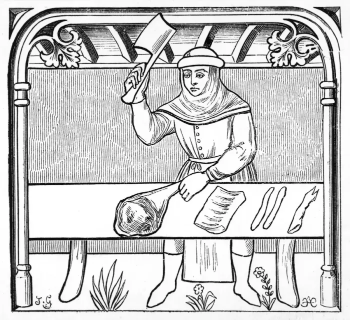 Framed Print : Butcher prepares meat Framed Print : Butcher prepares meat