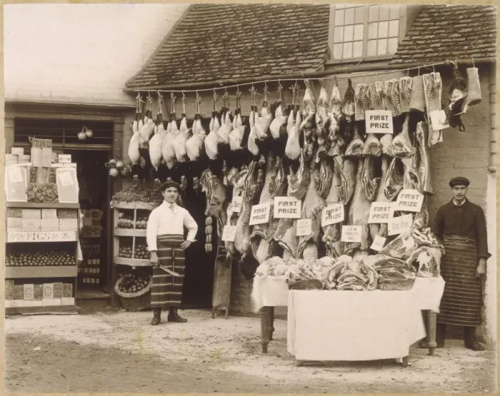 Framed Print : Butcher Shop Display Framed Print : Butcher Shop Display