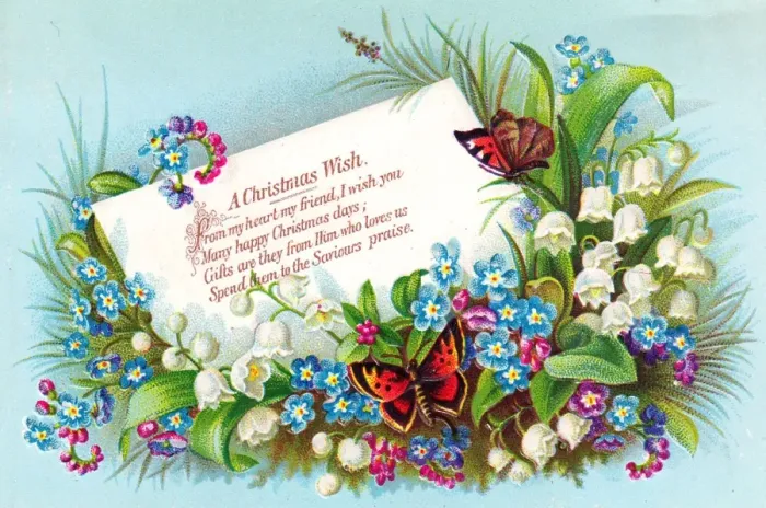 Framed Print : Butterflies and flowers on a Christmas card Framed Print : Butterflies and flowers on a Christmas card