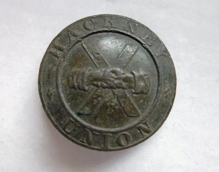 Framed Print : Button from Hackney Union Workhouse, London Framed Print : Button from Hackney Union Workhouse, London