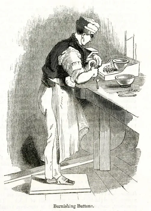Framed Print : Button Making, Elliotts Factory, Birmingham 1844 Framed Print : Button Making, Elliotts Factory, Birmingham 1844