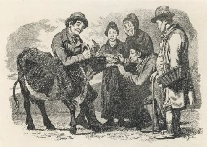 Framed Print : Buying a Cow, Scotland Framed Print : Buying a Cow, Scotland