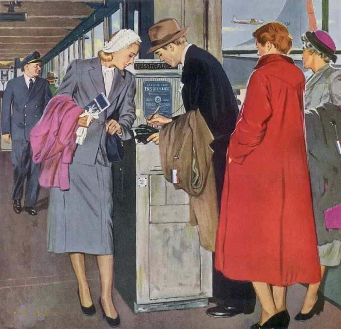 Framed Print : Buying Travel Insurance Date: 1950 Framed Print : Buying Travel Insurance Date: 1950