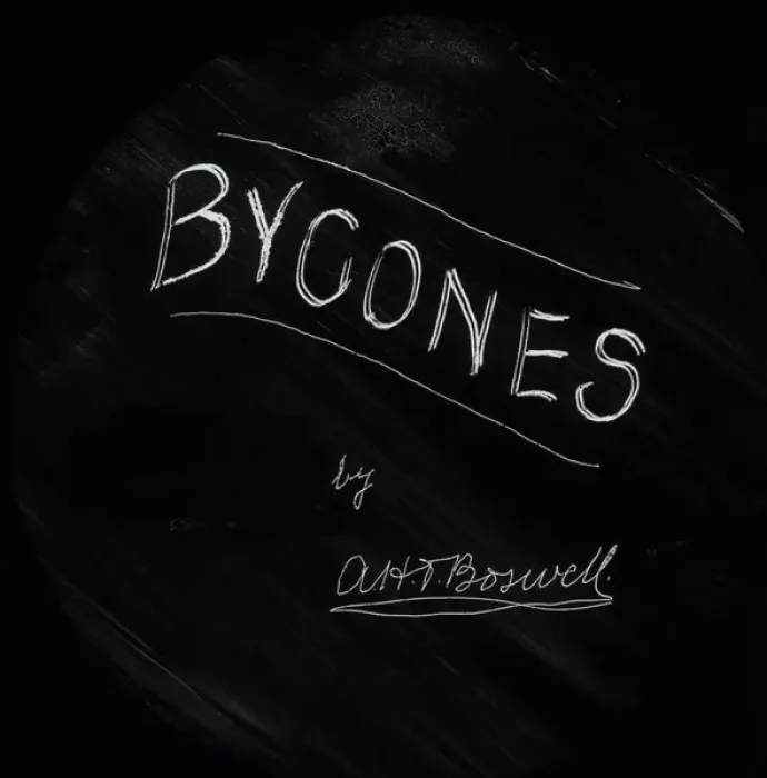 Framed Print : Bygones. Slide showing the word Bygones scratched into a black background signed A.H.T Framed Print : Bygones. Slide showing the word Bygones scratched into a black background signed A.H.T