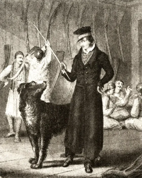 Framed Print : Byron and Dog Framed Print : Byron and Dog