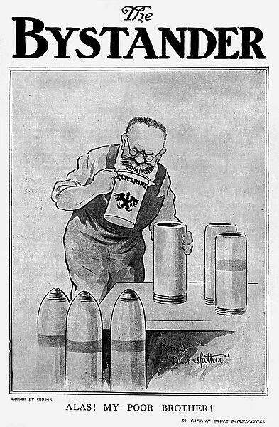 Bystander front cover, Bairnsfather cartoon, German shells