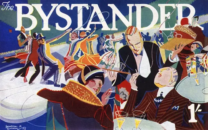 Framed Print : Bystander masthead 1929, society at an ice rink Framed Print : Bystander masthead 1929, society at an ice rink