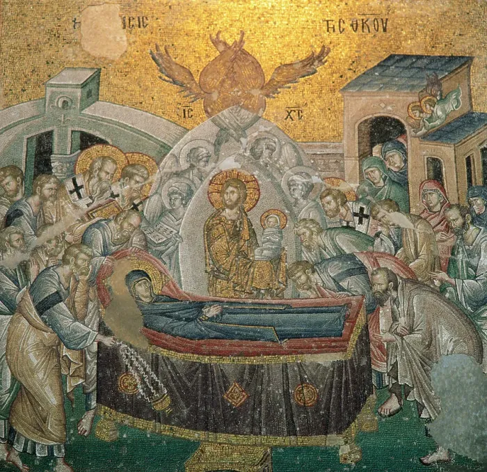 Framed Print : Byzantine Art. Mosaic. The Dormition of the Virgin. Nave of Framed Print : Byzantine Art. Mosaic. The Dormition of the Virgin. Nave of