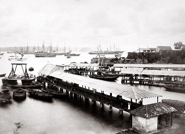 c. 1870s harbour scene with ships - probably Colombo, Ceylon Sri Lanka