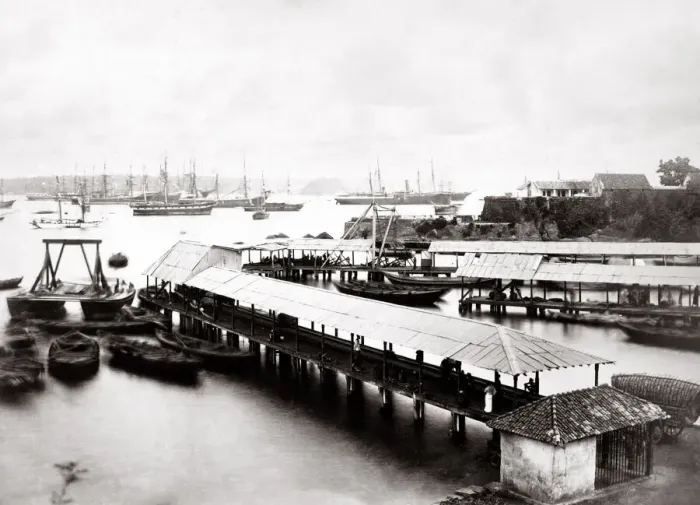 Framed Print : c. 1870s harbour scene with ships - probably Colombo, Ceylon Sri Lanka Framed Print : c. 1870s harbour scene with ships - probably Colombo, Ceylon Sri Lanka