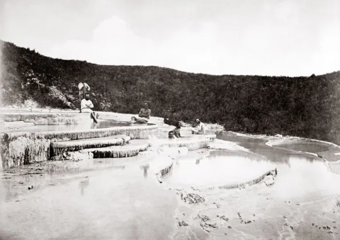 Framed Print : c. 1880 New Zealand - bathing at the Pink Terraces, Te Otukapuarangi, Te Tarata Framed Print : c. 1880 New Zealand - bathing at the Pink Terraces, Te Otukapuarangi, Te Tarata