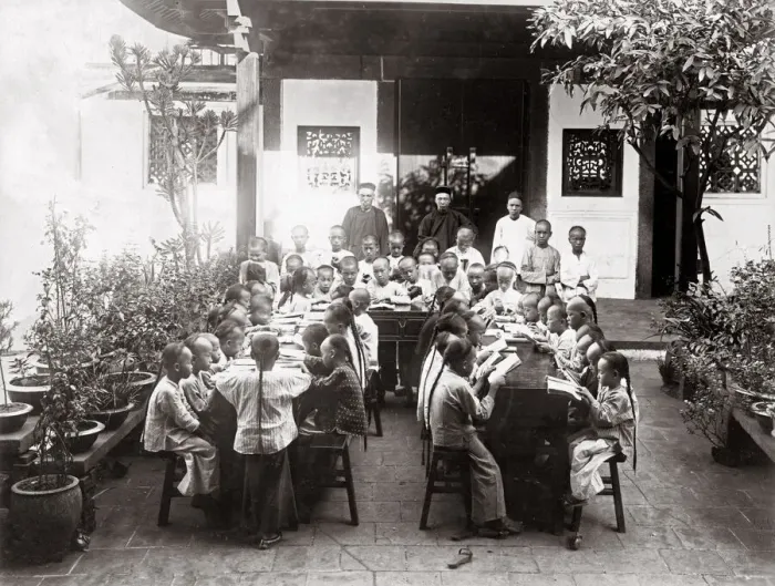 Framed Print : c. 1880 South East Asia - Chinese boys school Singapore Framed Print : c. 1880 South East Asia - Chinese boys school Singapore