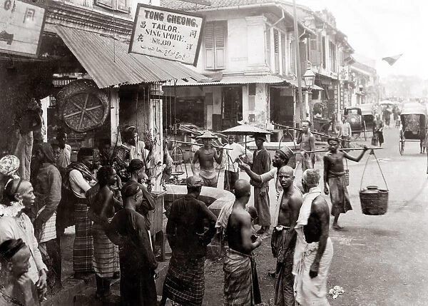 c. 1880 - street scene in Singapore, tailors shop