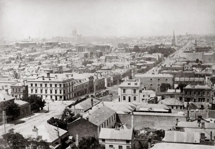 Framed Print : c. 1880s Australia, high angle view of Melbourne Framed Print : c. 1880s Australia, high angle view of Melbourne