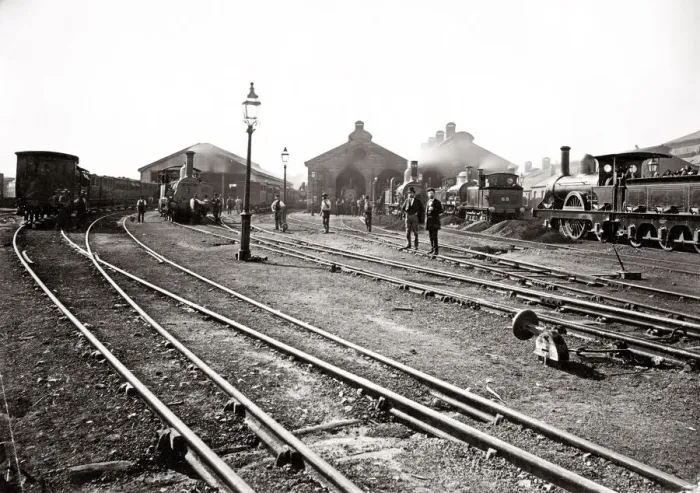 Framed Print : c. 1880s Australia - the train station Sydney