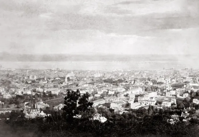 Framed Print : c. 1880s Canada - high angle view of Montreal city Quebec Framed Print : c. 1880s Canada - high angle view of Montreal city Quebec