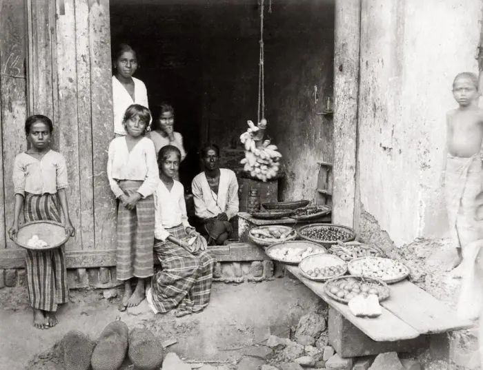Framed Print : c. 1880s Ceylon Sri Lanka - family selling food Framed Print : c. 1880s Ceylon Sri Lanka - family selling food