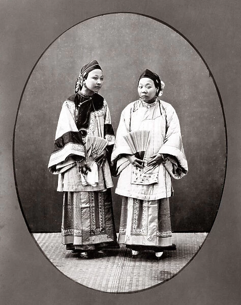 c. 1880s China - two Chinese women with bound feet
