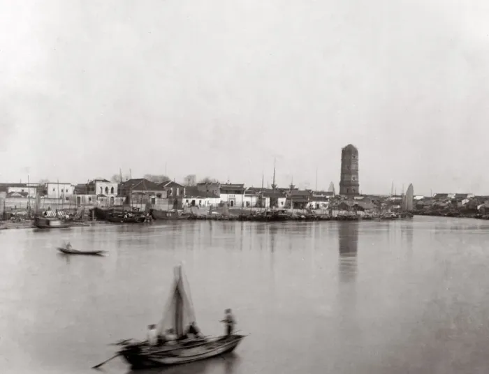 Framed Print : c. 1880s China - river view, probably Canton Guangzhou Framed Print : c. 1880s China - river view, probably Canton Guangzhou