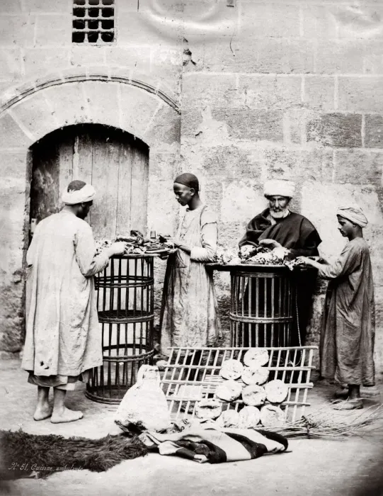 Framed Print : c. 1880s Egypt Cairo - selling bread on the streets Framed Print : c. 1880s Egypt Cairo - selling bread on the streets