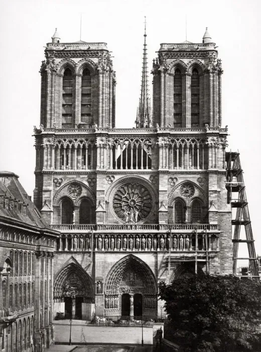 Framed Print : c. 1880s - France Paris Catherdral of Notre Dame, scaffolding up the side Framed Print : c. 1880s - France Paris Catherdral of Notre Dame, scaffolding up the side