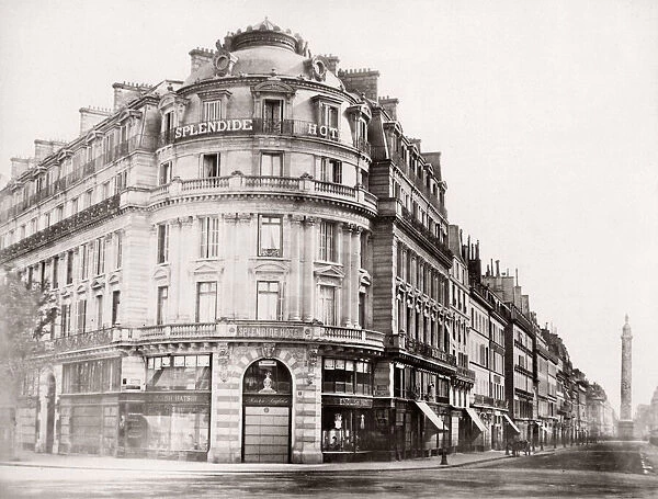c. 1880s France Paris Vendome column, Splendide hotel