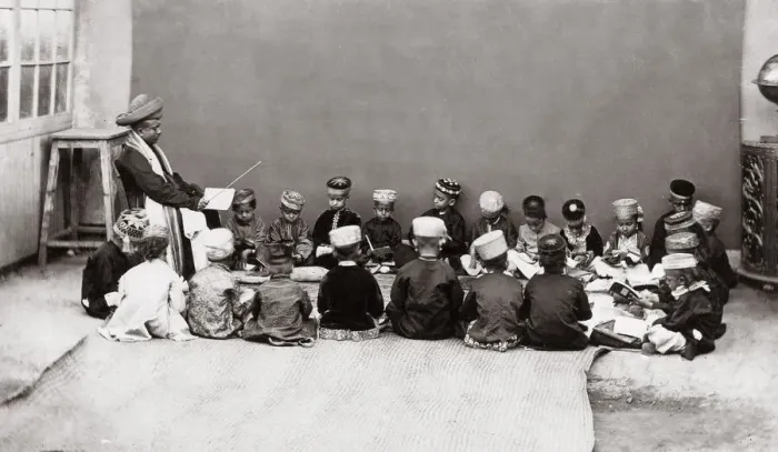 Framed Print : c. 1880s India - children and teacher, classroom Framed Print : c. 1880s India - children and teacher, classroom