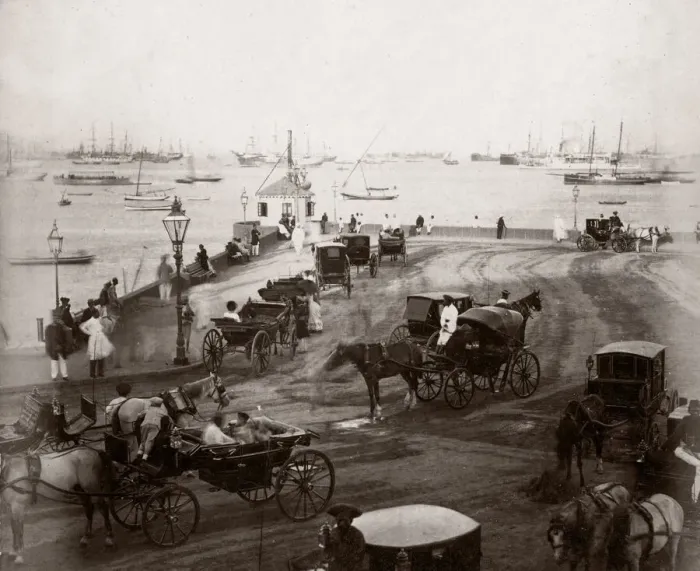 Framed Print : c. 1880s India - dock of Apollo Bunder - Bombay Mumbai Framed Print : c. 1880s India - dock of Apollo Bunder - Bombay Mumbai