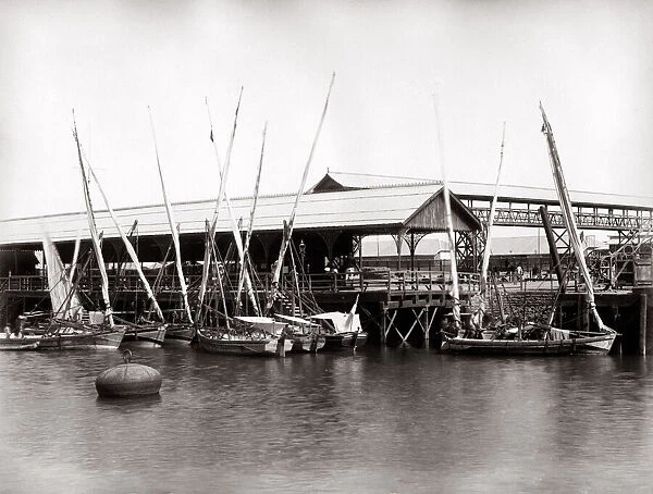 c. 1880s India Pakistan - boats at a wharf in Karachi