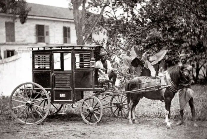 Framed Print : c. 1880s India - pony hackney carriage with driver Framed Print : c. 1880s India - pony hackney carriage with driver