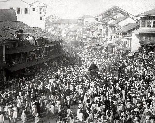 c. 1880s India - procession in a street in Bombay Mumbai