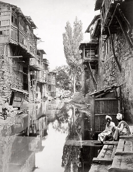 c. 1880s India - river scene with house, probably Kashmir