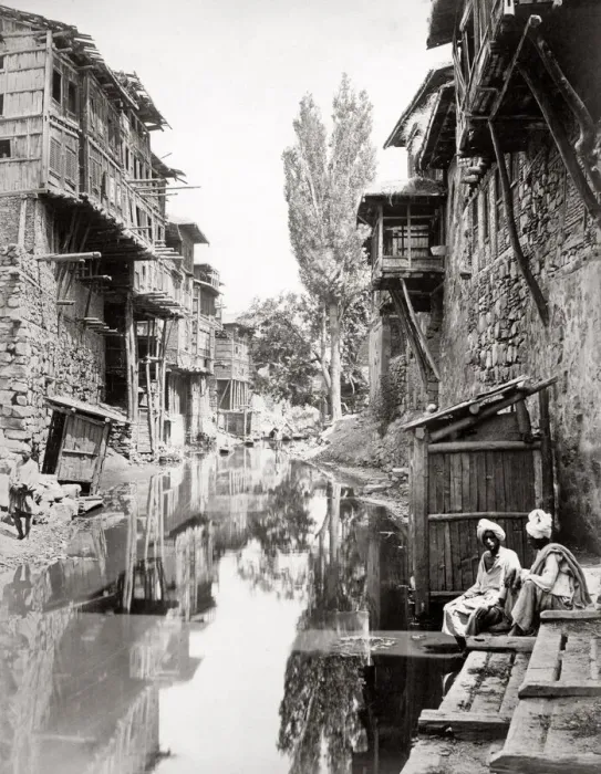 Framed Print : c. 1880s India - river scene with house, probably Kashmir Framed Print : c. 1880s India - river scene with house, probably Kashmir
